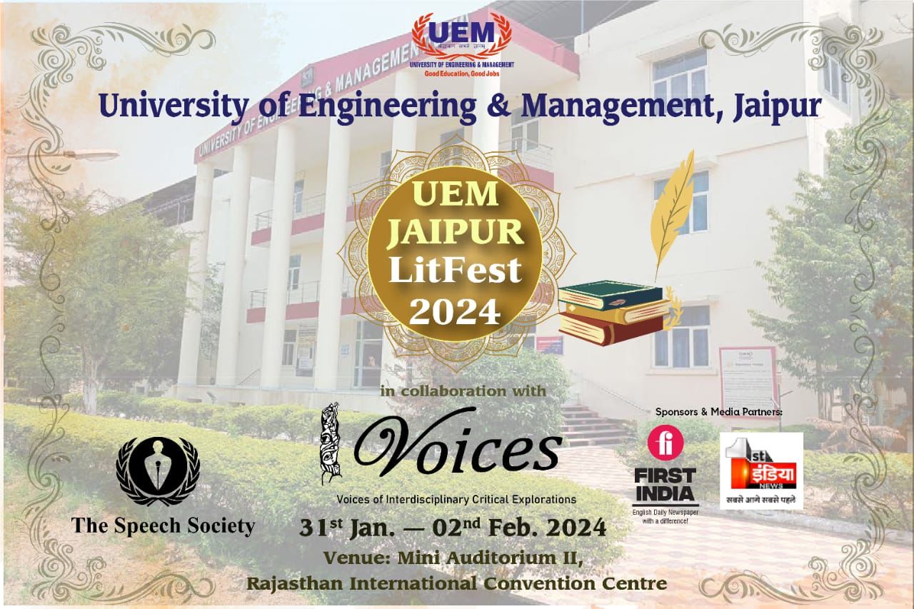 UEM Jaipur, proudly announces its FIRSTEVER Literature Fest UEM Jaipur LitFest 2024 at the